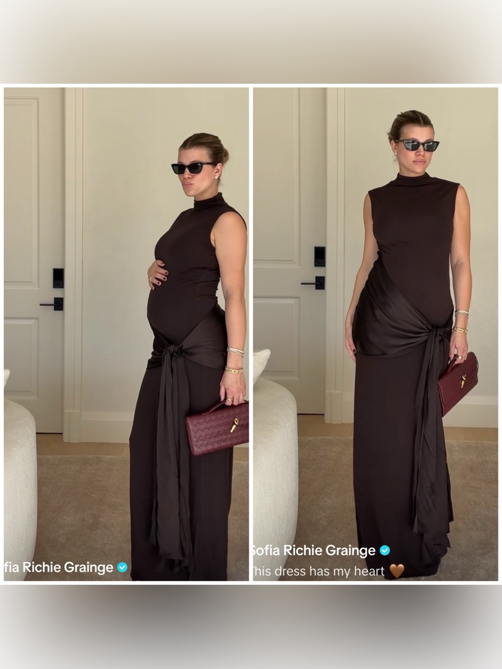 SRG REVOLVE Black Sleeveless Maxi Gown with Draped Knot Detail - Picture 3 of 10